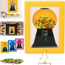 Candy Dispenser Picture Frame, Handy Wall Candy Frame, Wall Mounted Candy Dispenser For Candies, Nuts, Dog & Cat Treats, Suitable for Birthday & Holiday Gifts (Yellow)