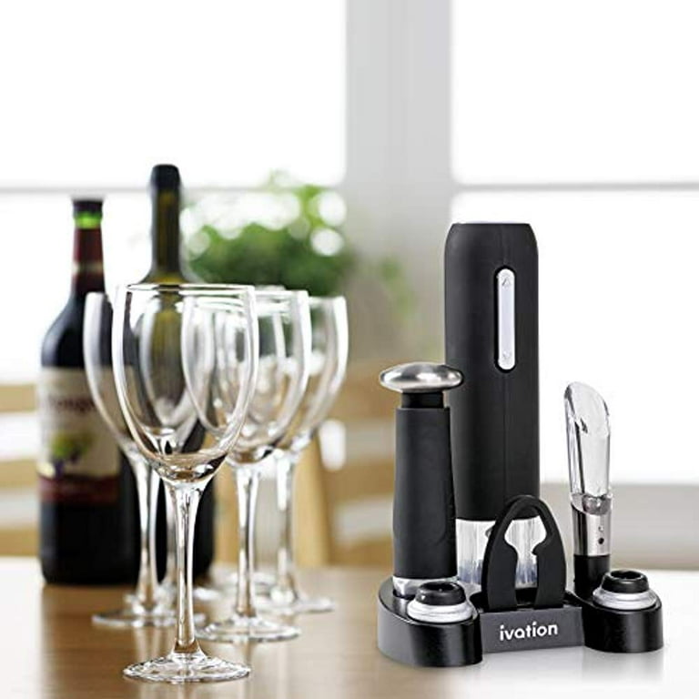 Rechargeable Electric Wine Bottle Opener with Charging Base & Foil