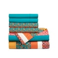 thumbnail image 3 of Lush Decor Boho Stripe Soft Sheet Set Turquoise/Tangerine 6Pc King, 3 of 7