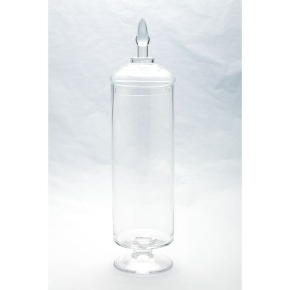 CC Home Furnishings 20" Clear Cylindrical Shaped Hand Blown Glass Jar with Finial Lid
