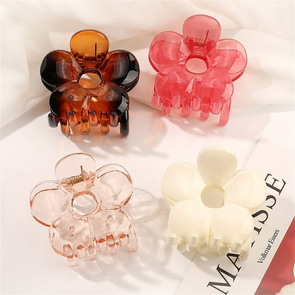 zanvin Holiday Clearance, 6 Small Acrylic Hair Clip Flower Hairpin Large Transparent Jelly Color Claw Clip