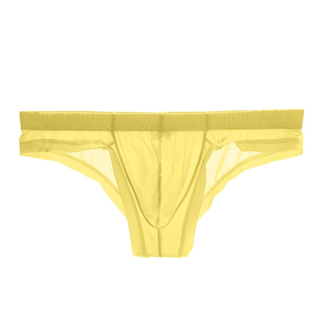 Pitauce Mens Ice Silk Thongs See Through Briefs Low Rise String Bikini Underwear Sheer Cheeky Underpants