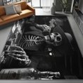 thumbnail image 1 of Area Rugs 7 X 8 ft Rug for Living Room Soft Non Slip Rug Low Pile Retro Skeleton Gambler Mysterious Printed Area Rugs Bedroom Farmhouse Dining Room, Home Decor Indoor Black Gray, 1 of 7
