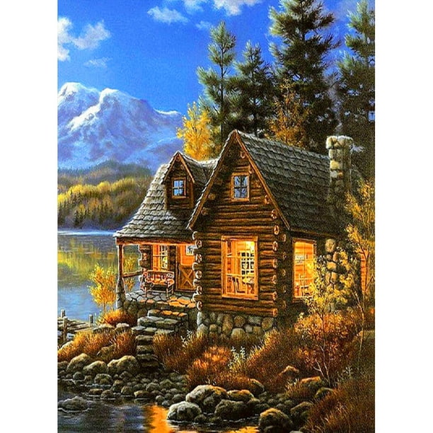 Diamond Painting (DE2318) 5D DIY River House Square Rhinestone Picture Kit 30x40cm Hugtrwg Para estrenar