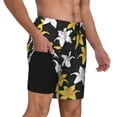 thumbnail image 3 of Goofa Lilies Flowers Printed Men's Swim Trunks Board Shorts Quick Dry Mens Swimming Trunks with Compression Liner,Breathable Fit Hawaii Beach Shorts-3X-Large, 3 of 9