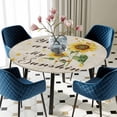 thumbnail image 5 of Elastic Fitted Round Tablecloth, Sunflower Waterproof Stretch Table Cover for 45"-54" Tables, Vintage Botanical Washable Outdoor Tablecloths for Patio, Picnic, Camping, 5 of 9