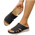 thumbnail image 4 of LOVZFMLL Wedge Sandals for Women Slip On Open Toe Comfort Walking Clogs with Arch Support Summer Casual Beach Vacation Shoes Black 9.5, 4 of 5
