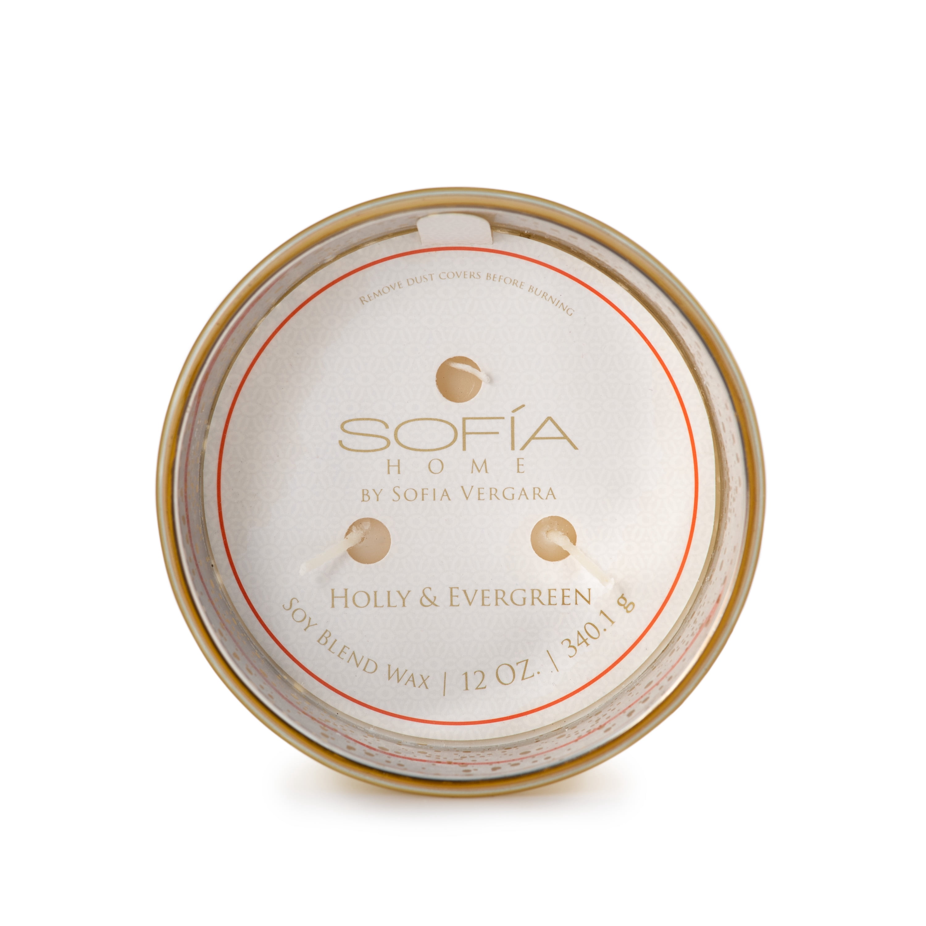 Sofia Home 12oz. 3-Wick Candle Holly and Evergreen by Sofia Vergara