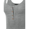 thumbnail image 4 of A2Y Women's Ribbed Henley Scoop Neck Sleeveless Tank Top Heather Grey S, 4 of 5