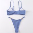 thumbnail image 4 of Women Sexy Anti-strip Solid Color Cut Out High Cut Lace Up Two Piece Bikini Set, 4 of 6