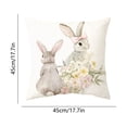 thumbnail image 3 of Uutvery Easter Pillow Cover, 17.72x17.72 Inch Fabric Cushion Cover with Easter Egg Rabbit Print, Home Holiday Decoration for Sofa Bed Living Room, 3 of 6