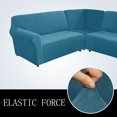thumbnail image 5 of Eurhowing 7-Seater L-Shaped Sofa Cover, Stretch Velvet Soft Couch Slipcover for Sectional Corner Sofa, Non-Slip Furniture Protector, Peacock Blue, 5 of 10