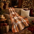 thumbnail image 3 of Fall Harvest Bat Autumn Plaid, Festive autumn celebration Scene, Warm Flannel Blanket for Ranch House and Living Room with Detailed Artwork, Art Lovers autumn celebration Gift, Festive Home Decor, 3 of 9