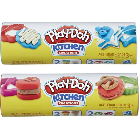 Play Doh BLUE & RED Cookie Canister E5100 Play Food Set with 2 Non-Toxic Colors