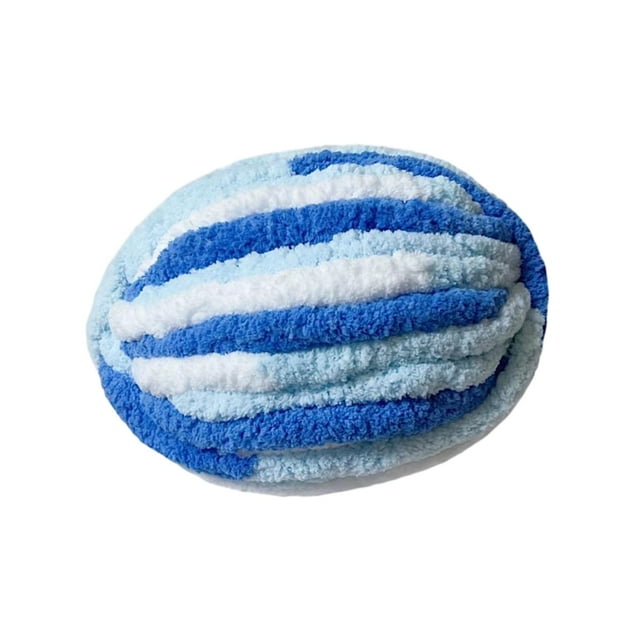 Thick Chunky Yarn Weight Yarn for Knitted Blanket Mat DIY Craft Throw Pillow Blue White