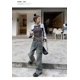 thumbnail image 5 of LEDP-pantalones vaqueros Retro para mujer, peto holgado de cintura alta, pierna recta, Pantalón ancho con borde crudo, diseño elástico, moda, 5 of 5