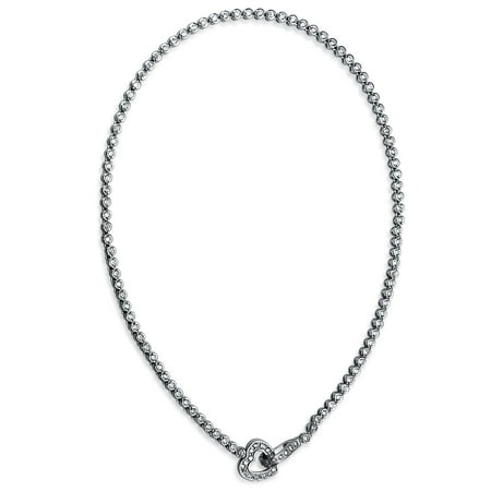 Bling Jewelry CZ Heart Link Round Tennis Stelring Silver Necklace 16 Inches