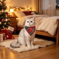 thumbnail image 6 of Christmas Pet Bandana, 23.6in Plaid Snowflake Triangle Scarf for Dogs & Cats, Holiday Party Outfit, Green Red, 6 of 6