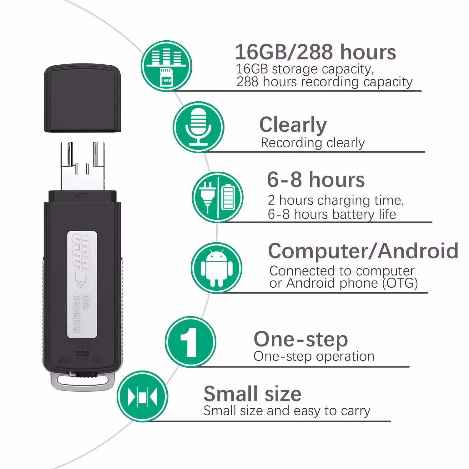 16GB USB Voice Recorder Mini Recorder Sound Audio Recorder for Lecture  Meeting Pocket Voice Recorder Dictaphone Small Recording Device | Walmart  Canada