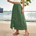 thumbnail image 4 of Maxi Skirts for Women Boho Elastic High Waist Button Front Side Slit Floral Print Flowy Summer Casual Beach Skirt, 4 of 6