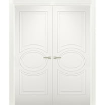 Solid French Double Doors 48 x 80 inches / Mela 7001 Matte White / Wood Solid Panel Frame / Closet Bedroom Modern Doors