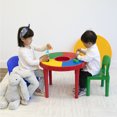 thumbnail image 6 of Humble Crew Primary Toddler 2-in-1 Plastic Building Blocks-Compatible Activity Table and 2 Chairs Set, Round, Primary, 6 of 8
