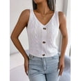 thumbnail image 4 of Women'S V Neck Buttons Knit Tank Tops Summer Casual Sleeveless Shirts Sweater Vest White L, 4 of 8