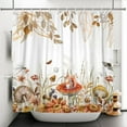 thumbnail image 2 of MIZHONA Rustic Mushroom Shower Curtain,Botanical Leaves Bathroom Shower Curtain with Hooks,72Wx72L, 2 of 5