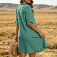 thumbnail image 7 of Kukoosong Women's Collared Button Down Shirt Dress, Casual Loose A Line Mini Tunic Dress, Relaxed Fit 3/4 Sleeve Dress for Summer Beach Wear, 7 of 7