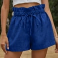 thumbnail image 2 of VBARHMQRT Female Cargo Shorts Women Baggy Jorts Women Casual Solid High Waist Cotton and Linen Shorts Womens Elastic Waist Summer Shorts Jean Shorts Plus Size Women Stretchy Workout Shorts Women, 2 of 6