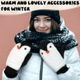 thumbnail image 5 of 3 Pairs Christmas Penguin Mitten Gloves, Winter Soft Cozy Faux Fur Mittens Warm Lining Gloves Gifts., 5 of 6