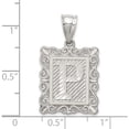 thumbnail image 3 of Sterling Silver Square Diamond-Cut Letter P Initial Pendant (30 X 18) Made In United States qc2770p, 3 of 5