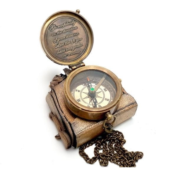 Personalised Engraved Pocket Compass Brass Nautical Compass, Handmade Compass