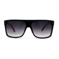 thumbnail image 2 of Womens Flat Top Rectangular Mobster Sunglasses Black Red Smoke, 2 of 4