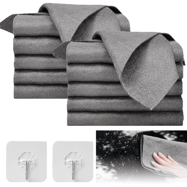 Thickened Magic Cleaning Cloth, Streak Free Magic Cleaning Wipes, Thickened Magics Cleaning Cloth, Window, Kitchen, Car - Reusable, Streak-Free, Lint-Free Multipurpose Cleaning Rags(10, Gray)