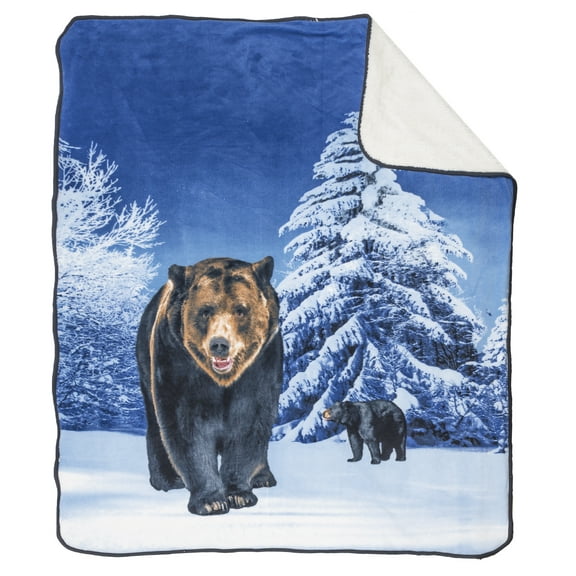 TrailCrest Baby Bear Print 30" x 40" Sherpa Cozy  Blanket, Baby Shower Present