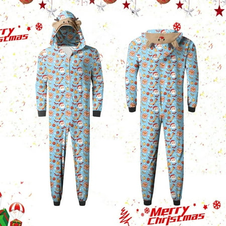 

shucnskos Mens Christmas Pajamas Dad Fashionable Classic Family Christmas Pajamas Set Santa Gift Printed Parent Child Outfit Blue Women s Blended Pajamas