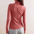 thumbnail image 4 of Aobny Party Womens Shirts Red Basic Solid Long Sleeve Turtleneck Fitted Pullover Ladies Shirts Boutique, 4 of 8