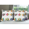 thumbnail image 6 of Ambesonne Ethnic Throw Pillow Cover 4 Pack, Cartoon Fish, 16", Multicolor, 6 of 7