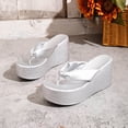thumbnail image 6 of Eltusu Women Flip Flops Sandals, Wedge Outdoor Non-Slip Open Toe Summer Beach Shoes Silver Size 9, 6 of 8