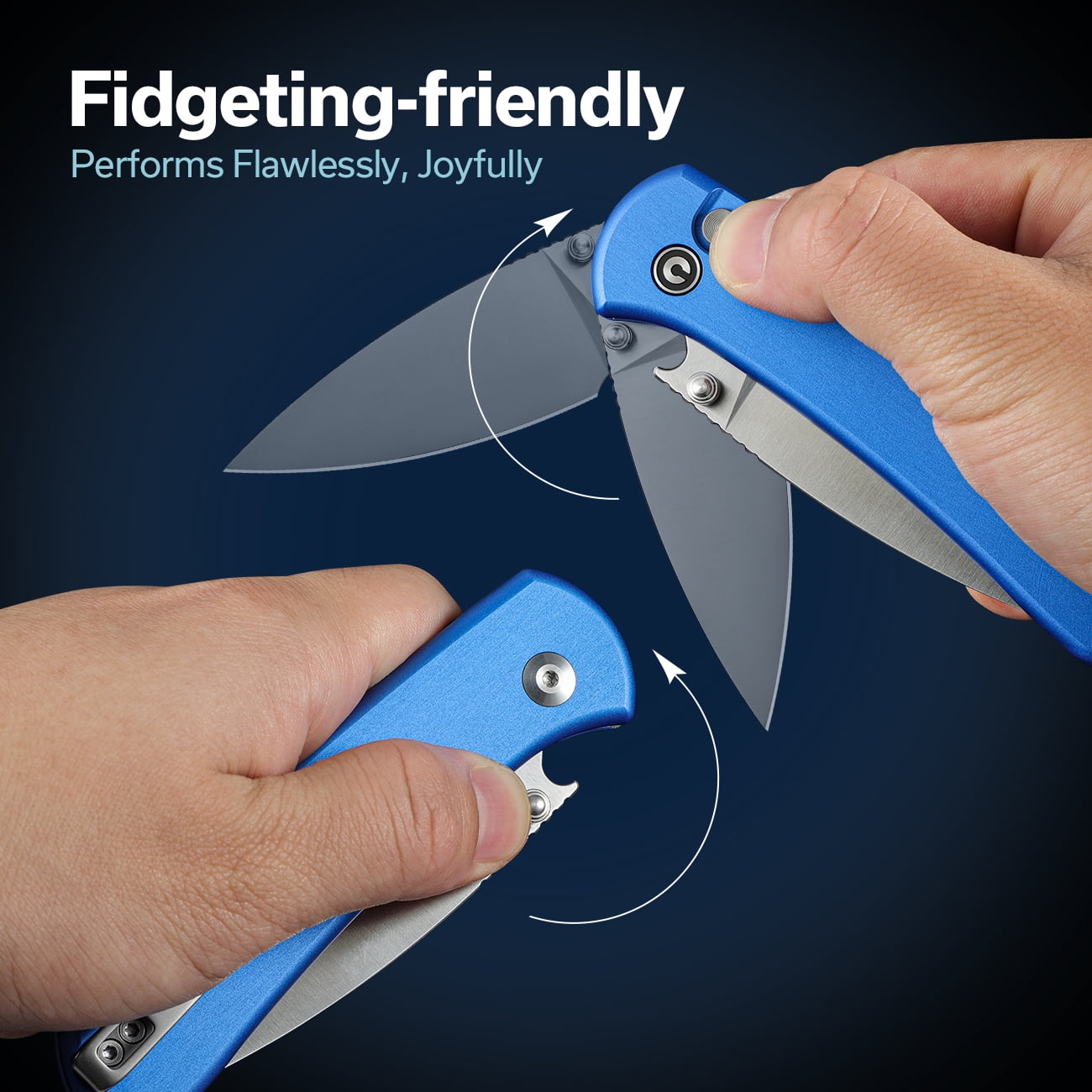 CIVIVI Qubit Button Lock Pocket Folding Knife 2.98" 14C28N Blade Aluminum Handle WLM-C22030E-3