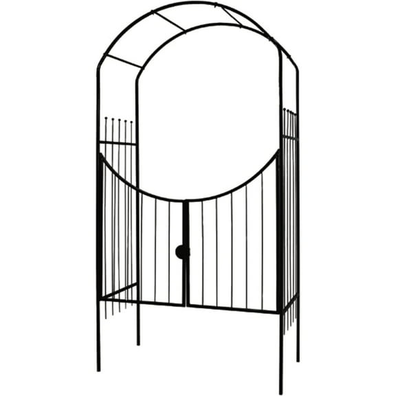 Gardman R356HG 49 x 96 x 24 in. Metal Garden Savannah Arch & Gate - Black