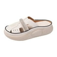 thumbnail image 2 of Women Slide Sandals House Slippers Bathroom Stylish Girls Closed Toe Sandals Beige 36, 2 of 8