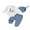 Blue, variant on Suealasg 3Pcs Baby Boys Fall Outfits Long Sleeve Letters Print Romper + Long Pants + Hat Set 3 6 Months Newborn Boys Autumn Clothes