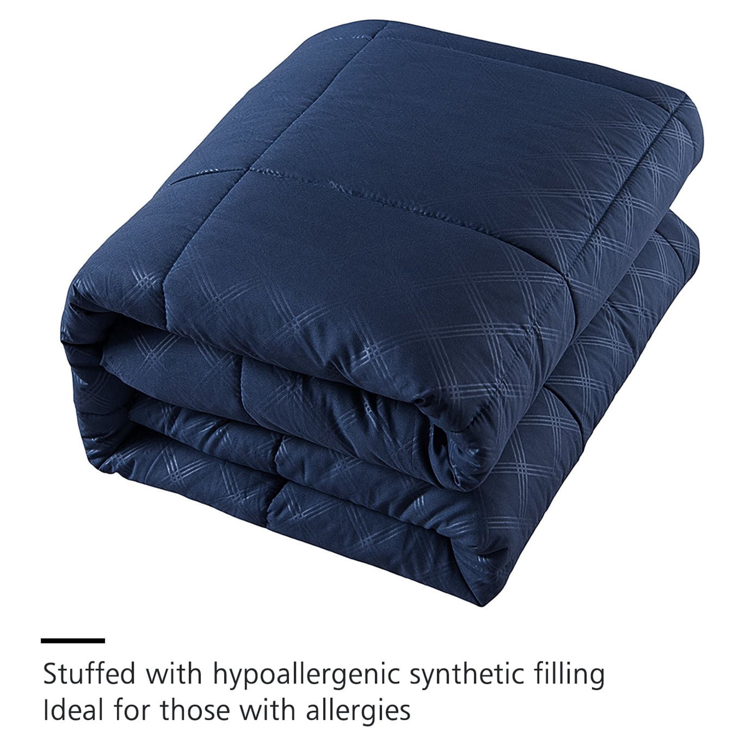 NC 10 Piece Bed in a Bag King Size Comforter Set Bedding Set, Plaid Pattern, Navy