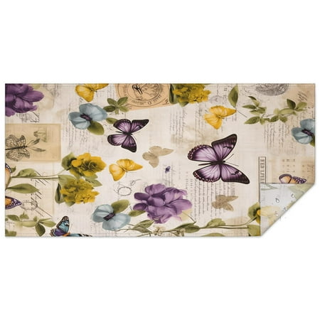 Rectangle Tablecloth Vintage Floral Butterfly Bird Elegant Rustic Tablecloth 60x120inch Table Clothes Waterproof Polyester Reusable Table Cover for Kitchen Dingroom Living Room Parties
