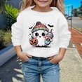 thumbnail image 2 of Wuxian Children'S Boys Girls Halloween Sweatshirt Casual Pullover Funny Ghost Pumpkin Graphic Top Blouse Crewneck Long Sleeve Loose Fit Tops,White,11-12 Years, 2 of 4
