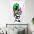 thumbnail image 4 of Outer Space Decor Tapestry, Alien Warrior Practicing Chinese Martial Art Karate Sports Children Decor, Wall Hanging for Bedroom Living Room Dorm Decor, 40W X 60L Inches, Green Pink, by Ambesonne, 4 of 5