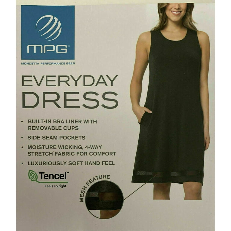 MPG Mondetta Performance Gear Ladies' Sleeveless Dress, S, Heather Black 