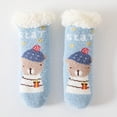 thumbnail image 4 of Zwiiyzr Toddler Baby Boys Girls Plush Slipper Socks Over The Calf 0-6 Years Cartoon Socks Keep Warm Soft Non-Slip Indoor Kids Newborn Socks Blue, 4 of 8